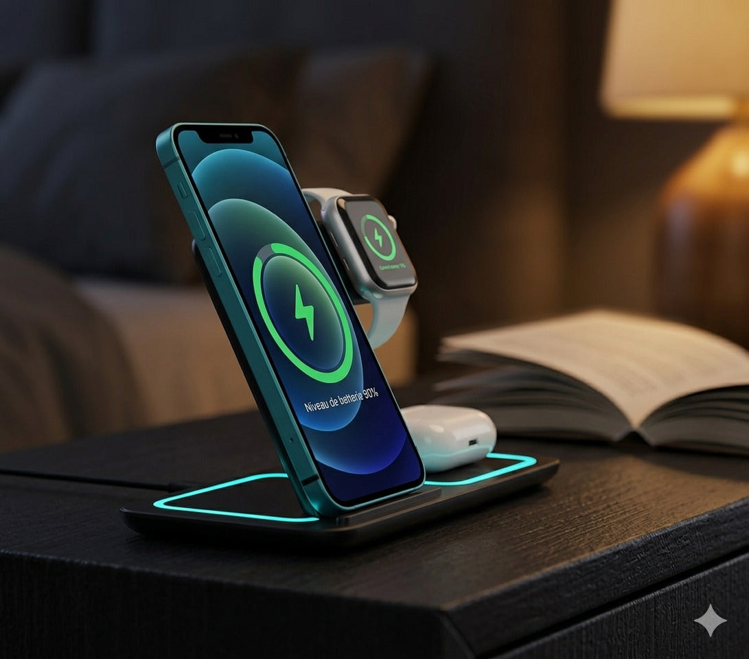 Chargeur sans fil trois en un